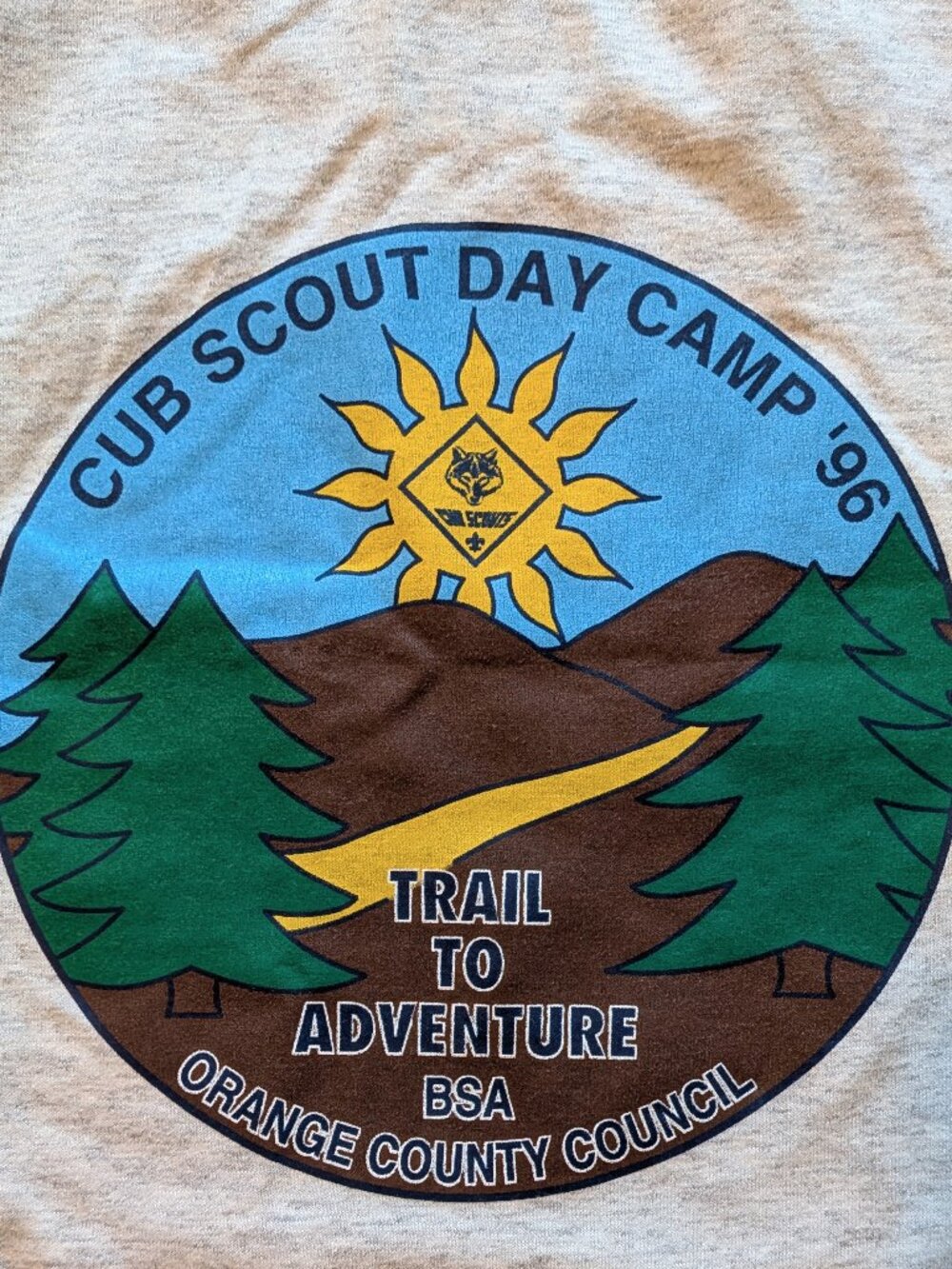 Vintage Cub Scouts T-Shirt Day Camp ’96 Tee Gray Kids Large
